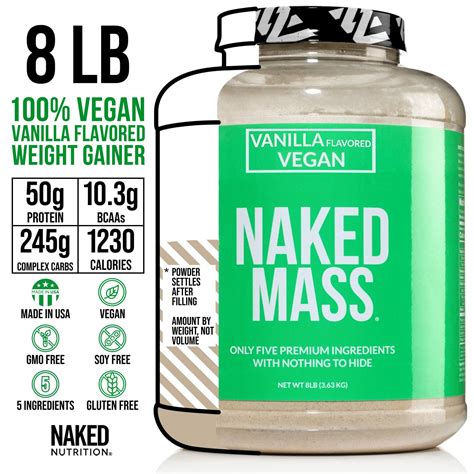 naked mass unflavored|NAKED Vegan Mass Gainer Protein Powder